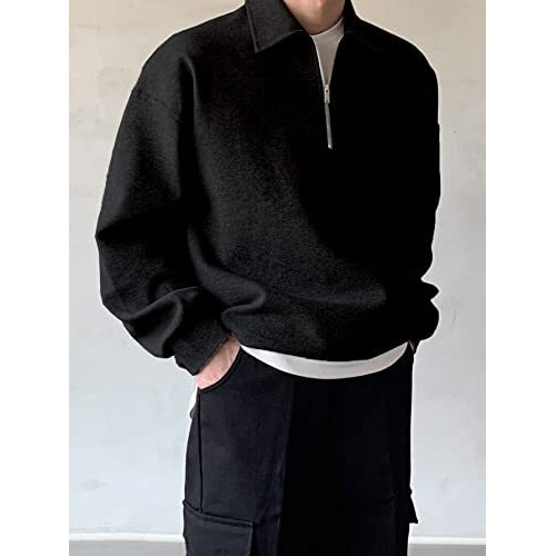 TAGDO Men's Solid Oversize Sweatshirt (RF-OS-SHRT-2001-Black-M)
