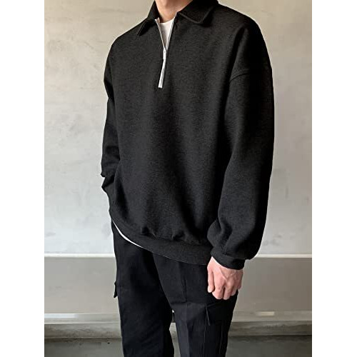 TAGDO Men's Solid Oversize Sweatshirt (RF-OS-SHRT-2001-Black-M)