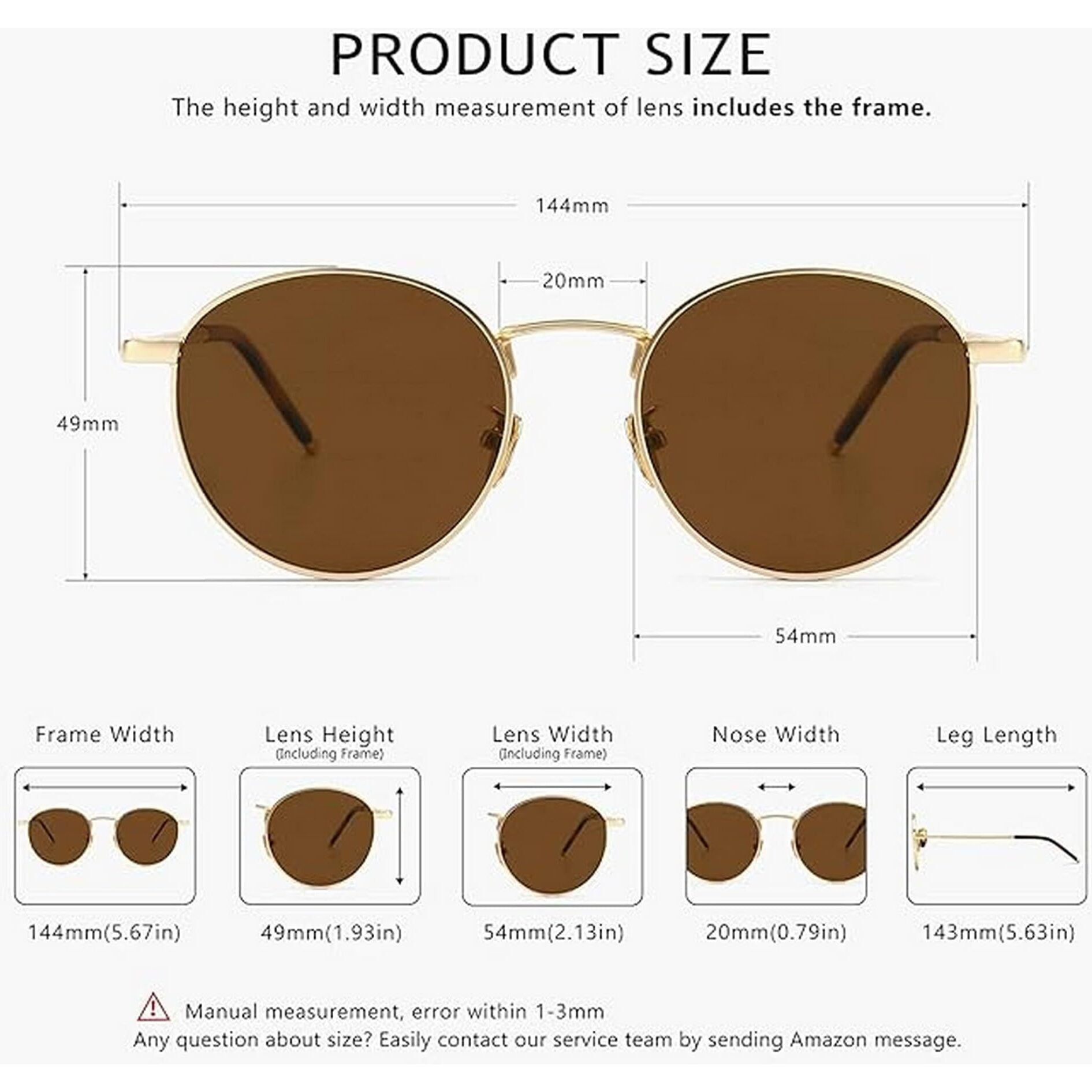 Dervin Ponderable UV Protection Coating Round Sunglasses for Men and Women Classic Metal Sun Glasses (Gold-Brown)