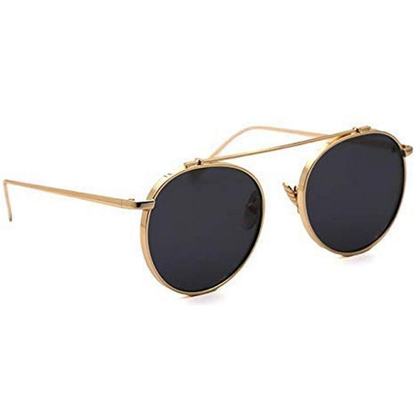 Dervin Men's Round Non-Polarization Sunglasses Black Frame Black Lens (Medium)-Pack Of 1
