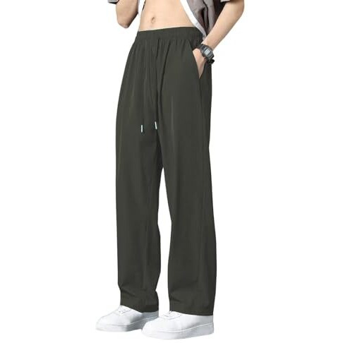 GRECIILOOKS Men Poly Lycra Baggy Regular Fit Trouser Pant. (GL-TP-1039-L-GREEN)
