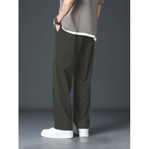 GRECIILOOKS Men Poly Lycra Baggy Regular Fit Trouser Pant. (GL-TP-1039-L-GREEN)