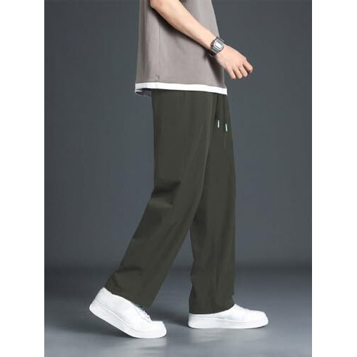 GRECIILOOKS Men Poly Lycra Baggy Regular Fit Trouser Pant. (GL-TP-1039-L-GREEN)