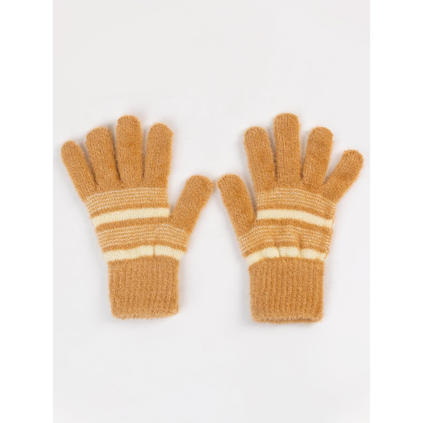 AMOLDO Women's Soft Knitted Winter Warm Woolen Cap with Woolen Lovely Muffler|Fur Cap with Muffler (Beige with Gloves)