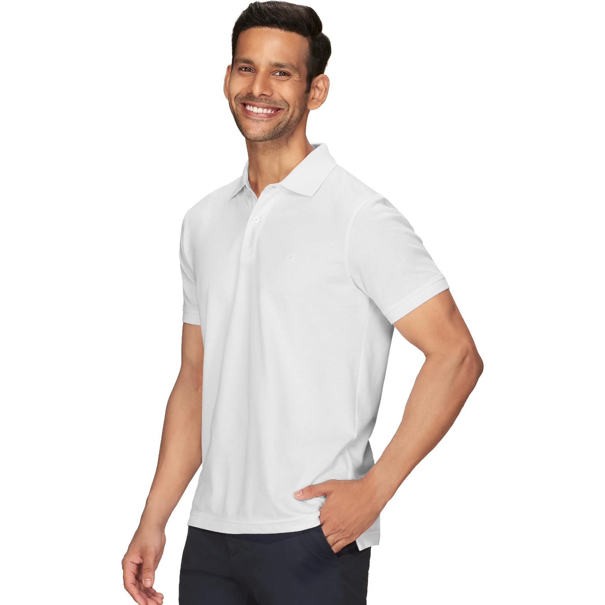 Xyxx Men's Solid Regular Fit Shirt (Xy_Cr14_Polo Tshirt_1_White