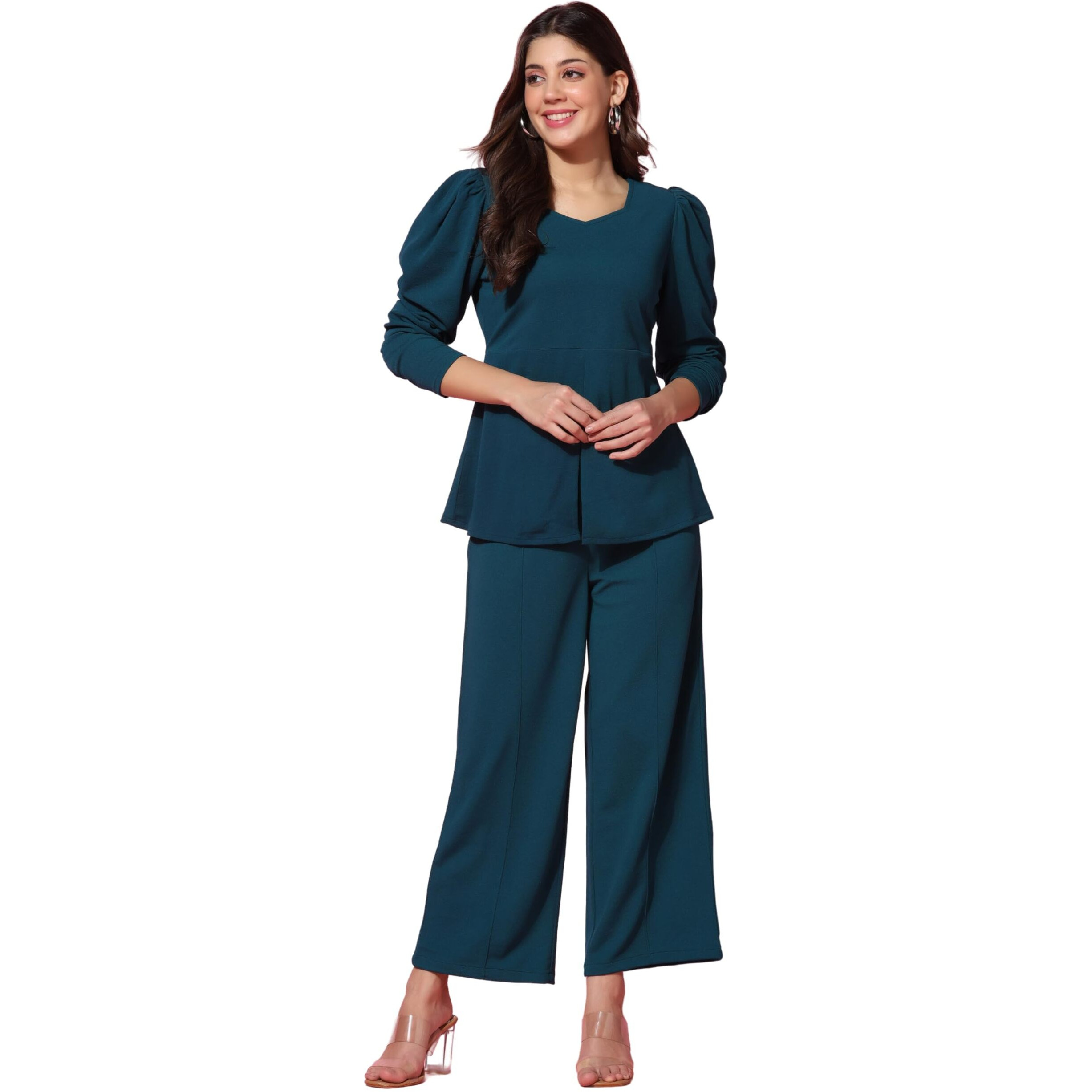 Leriya Fashion Ethnic Co Ord Set | Co Ord Set for Women | Night Dress for Women | Night Wear for Women | Payjama Set for Women | Women Two-Piece Outfits | Coord Sets (Large, Turquoise)