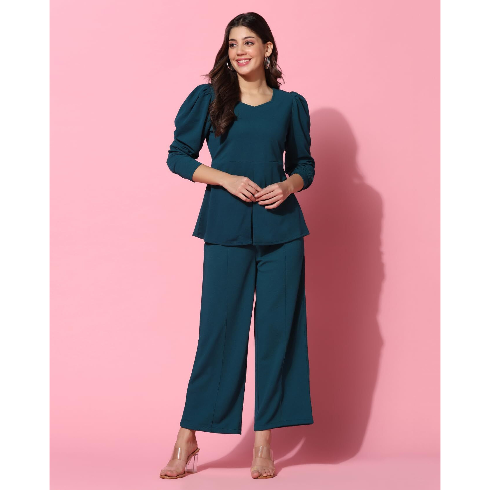 Leriya Fashion Ethnic Co Ord Set | Co Ord Set for Women | Night Dress for Women | Night Wear for Women | Payjama Set for Women | Women Two-Piece Outfits | Coord Sets (Large, Turquoise)