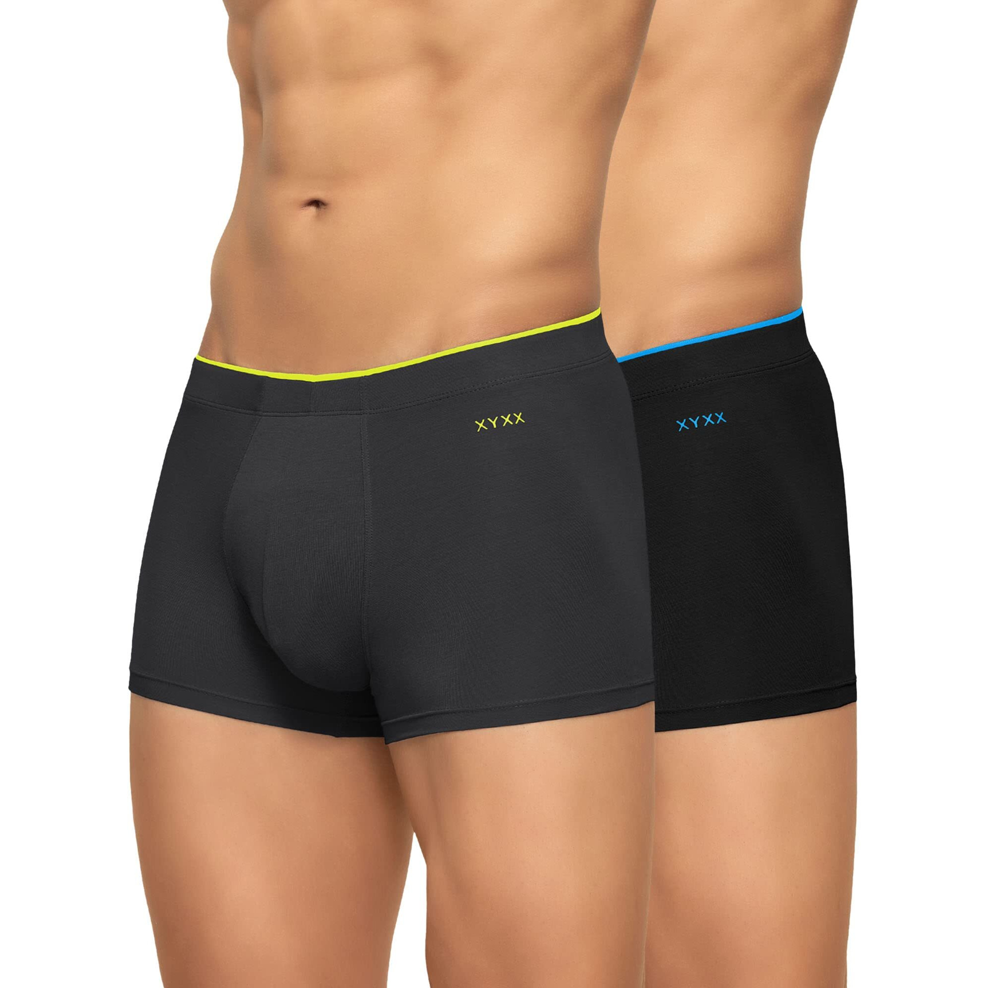 XYXX Men's Underwear Uno IntelliSoft Antimicrobial Micro Modal Trunk Pack of 2 (Coral Grey  Black 2XL)