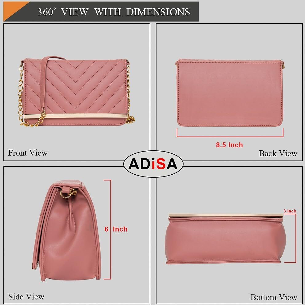 ADISA SL5022 women girls party sling bag (Pink)