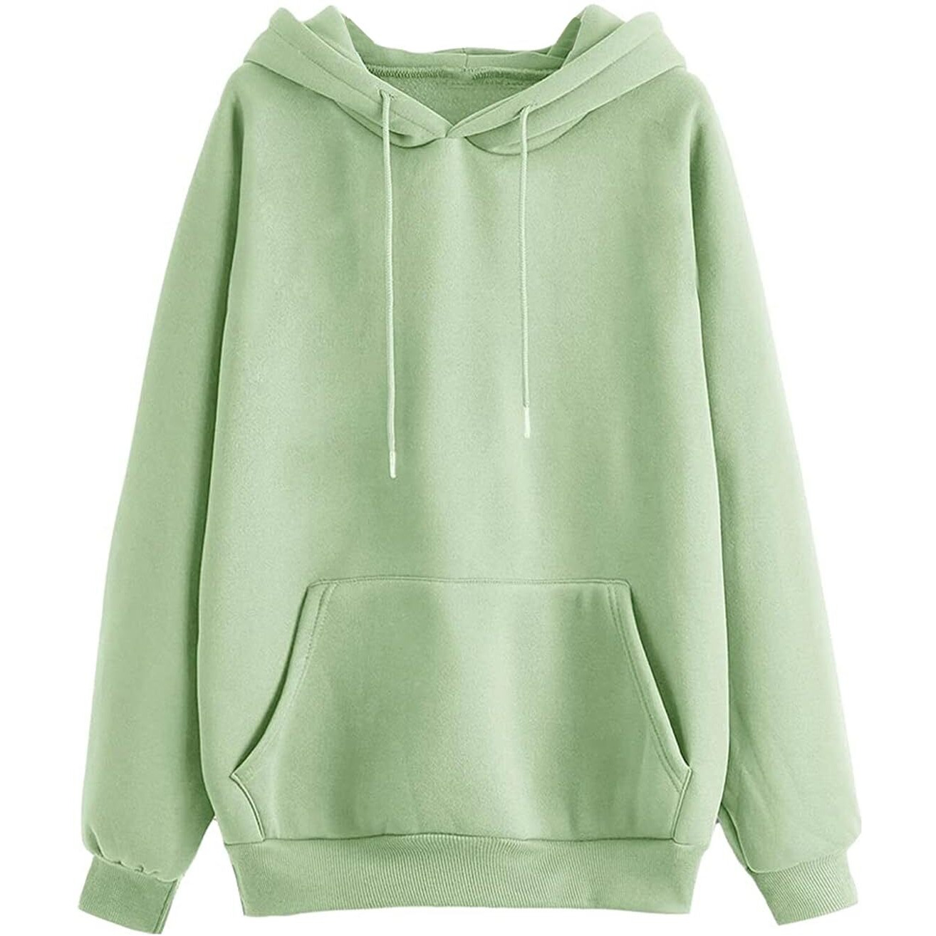 JUNEBERRY Women's Solid Regular Fit Cotton Blend Hooded Neck Sweatshirt (JB_W02_Pista_L_UL_Light Green