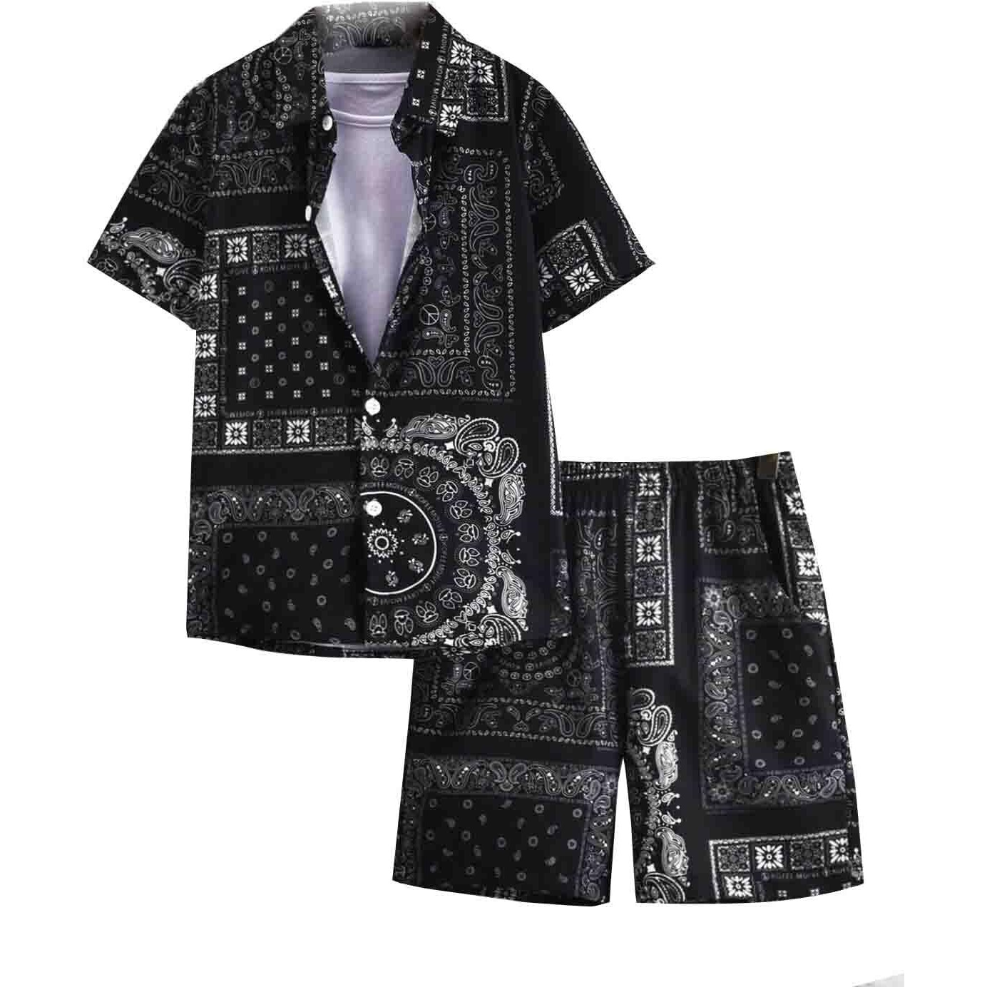 OM SAI LATEST CREATION Men's Night Dress || Multi Printed Rayon Short Night Suit Set || Night Dress for Boys || Men's Pajama Shorts Set || Beach || Summer || Picnic Wear for Boys (X-Large, Black)