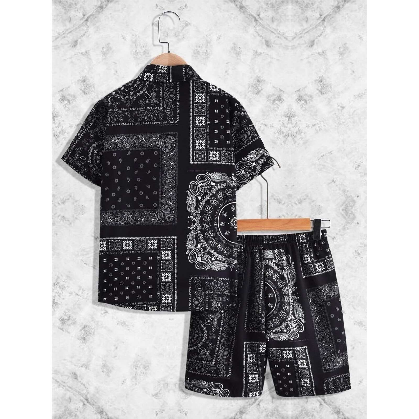 OM SAI LATEST CREATION Men's Night Dress || Multi Printed Rayon Short Night Suit Set || Night Dress for Boys || Men's Pajama Shorts Set || Beach || Summer || Picnic Wear for Boys (X-Large, Black)