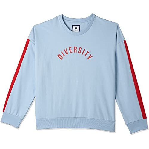 Amazon Brand - Symbol Women's Regular Cotton Blend Round Neck Sweatshirt (AW18WNSSW34_Sky Blue_M)