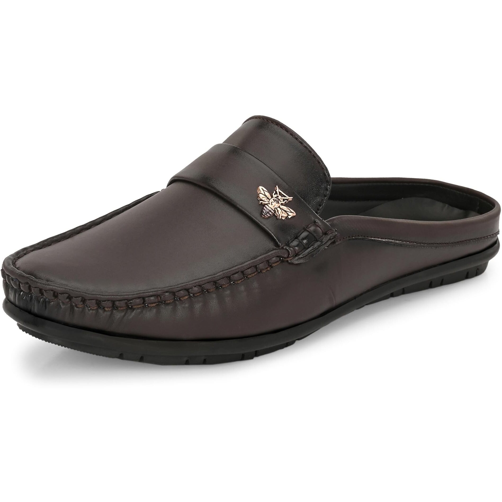 Karaddi Hand Stitched Men's Loafer 6013 Back Open Shoes for Men Casual Loafer Half Shoes for Men Suj Boy Nagra Slip On Shoes for Men Brown 8 UK/Ind