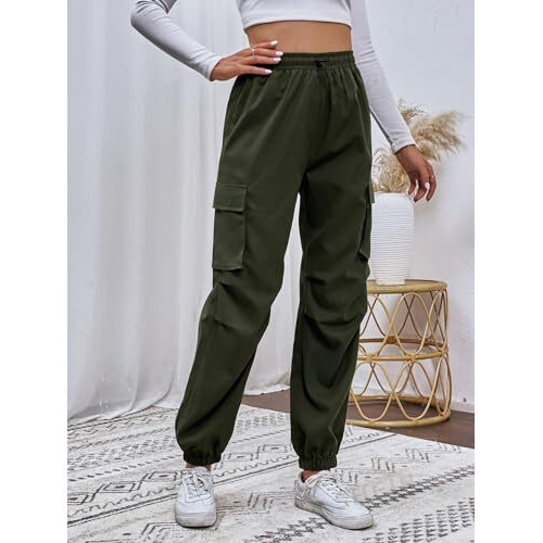 TAGDO Women's Relaxed Fit Cargo Joggers Pant (Women-Cargo-5157-Olive-32)