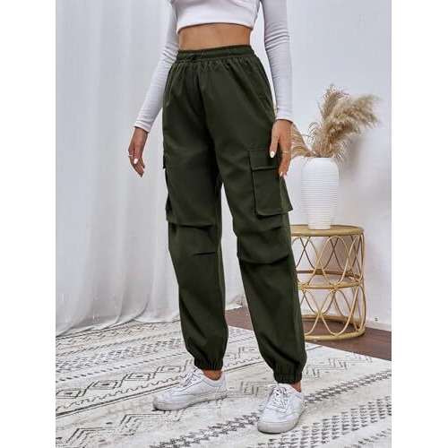 TAGDO Women's Relaxed Fit Cargo Joggers Pant (Women-Cargo-5157-Olive-32)