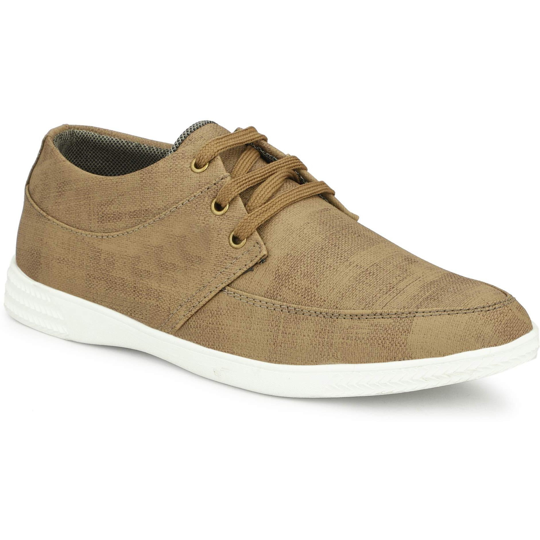 LEE GREEM Men's Beige Comfortable & Smart Canvas Lace Up Running Walking Casual Canvas Shoes Sneakers 9 UK IND