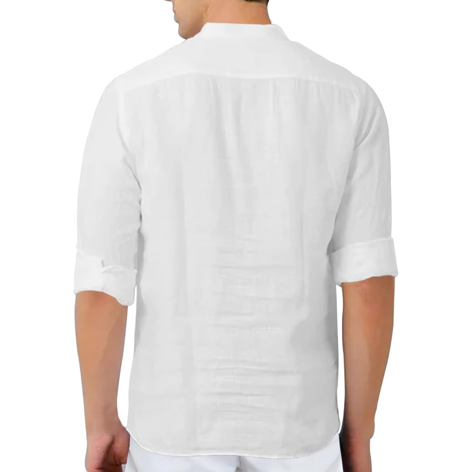 Zombom Men's Solid Cotton Blend Full Sleeve Regular Fit Straight Kurta Shirt, White, X-Large, Pack of 1