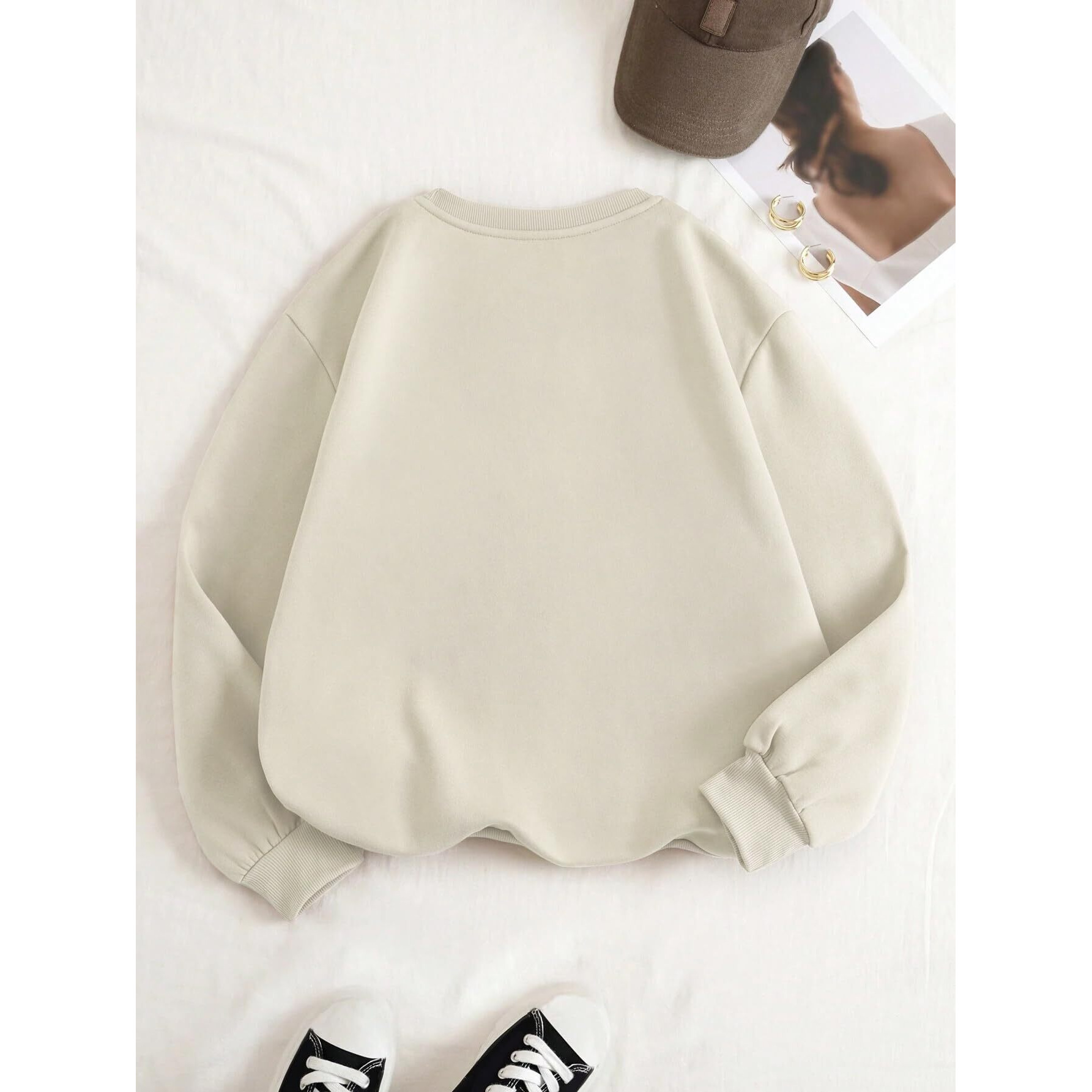 TAGAS Women's Fleece Round Neck Regular Fit Hoodie (WSS-13-COFFEE Beige-L