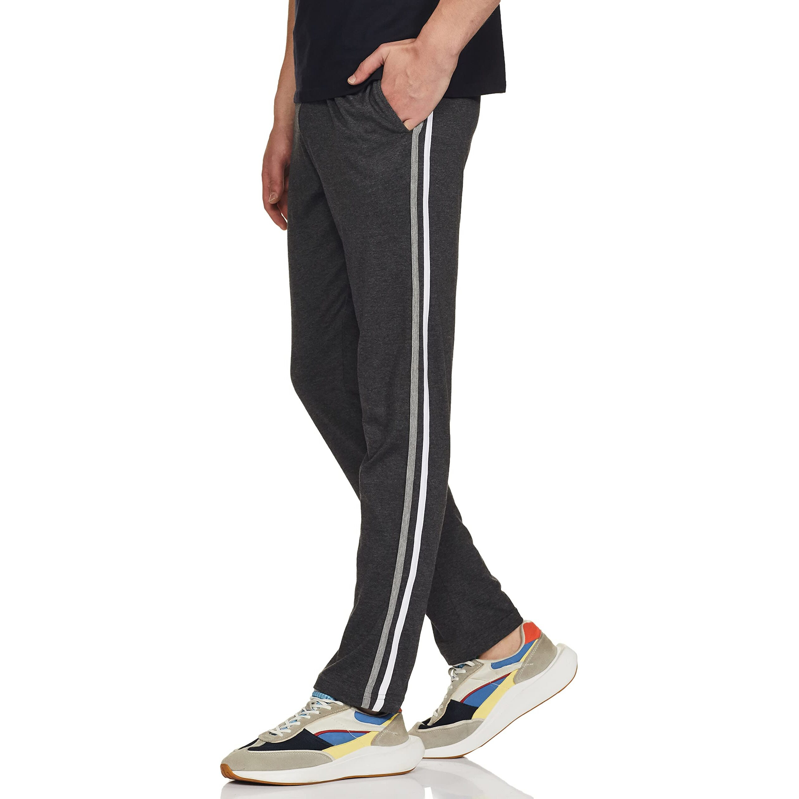 Amazon Brand - Symbol Men's Track Pant | Casual Night Wear | Sweatpants | Pajama (Sports | Gym | Yoga) - Regular Fit (Anthra Mel_L)