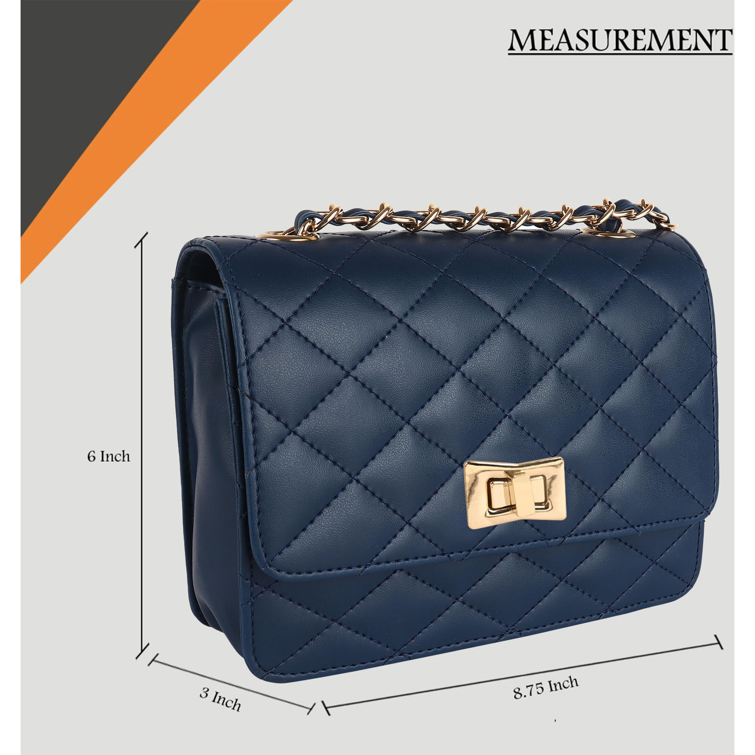 ADISA Women's Girls Quilted Cross Body Sling Bag (SL5059-Blue)