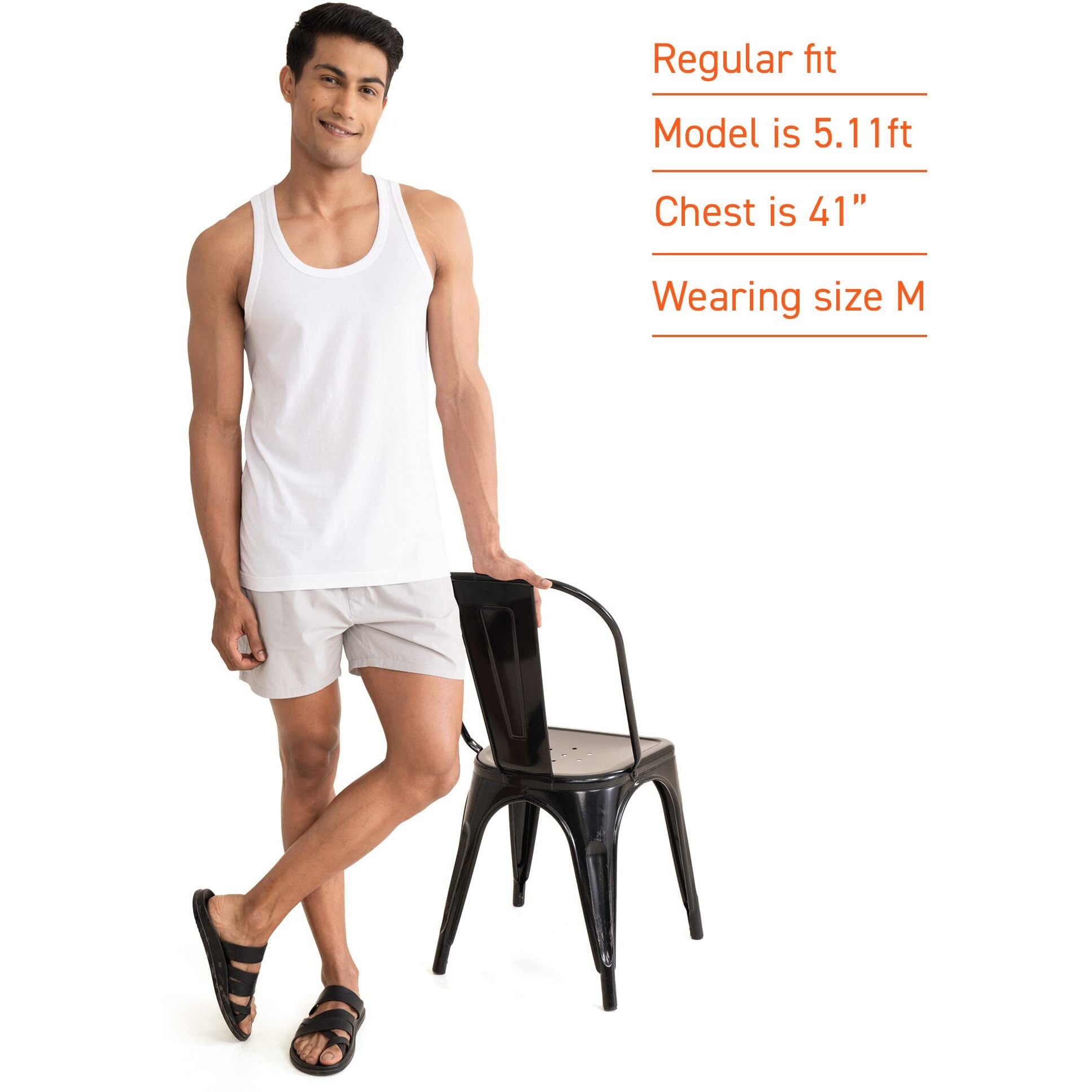 DAMENSCH Men's Neo-Cotton Ribbed Round Neck Vest- Pack of 2- Cotton White- Medium
