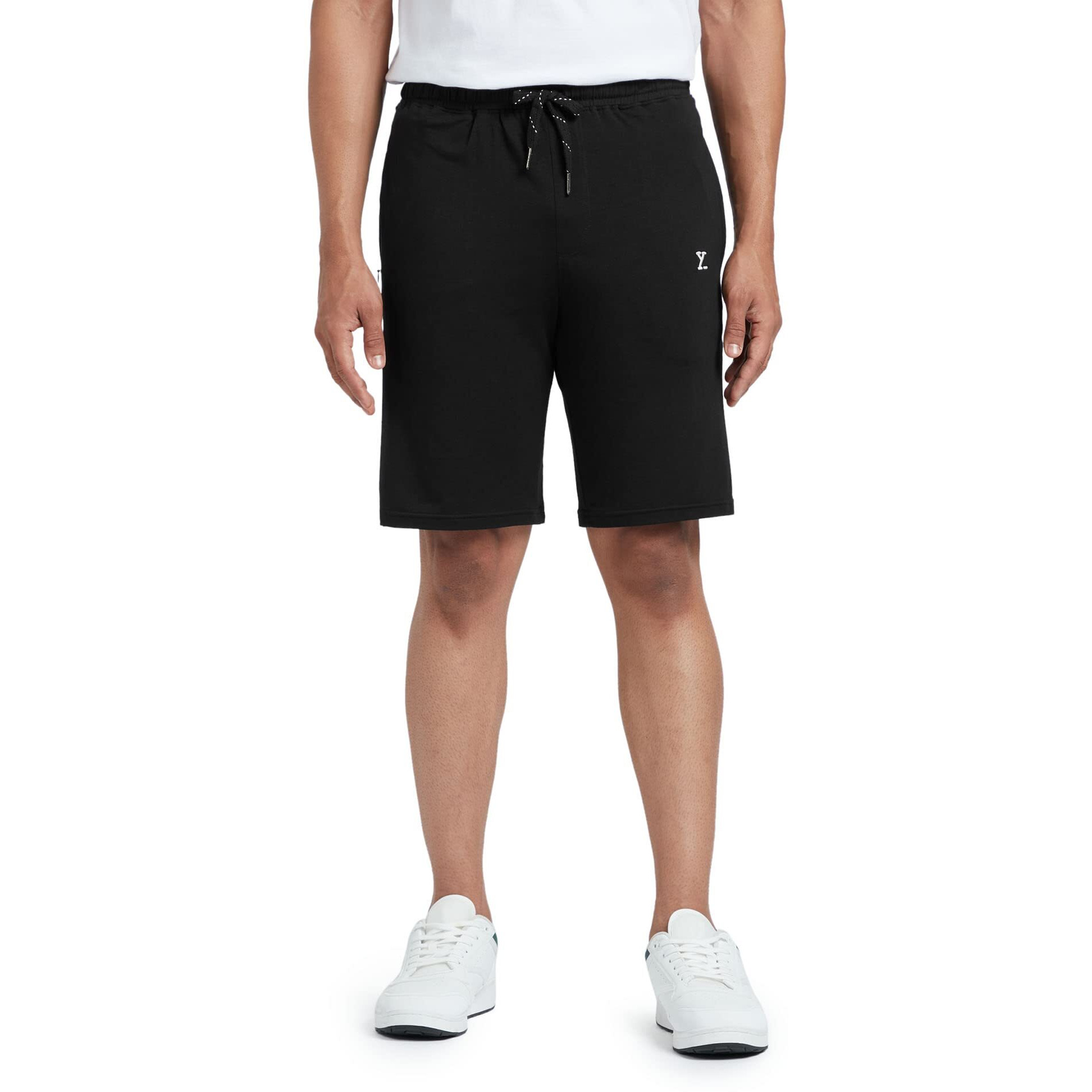 XYXX Men Cotton Rich Shorts, Regular Fit, Solid, Pack of 1, XYSHT01L, Pitch Black, L