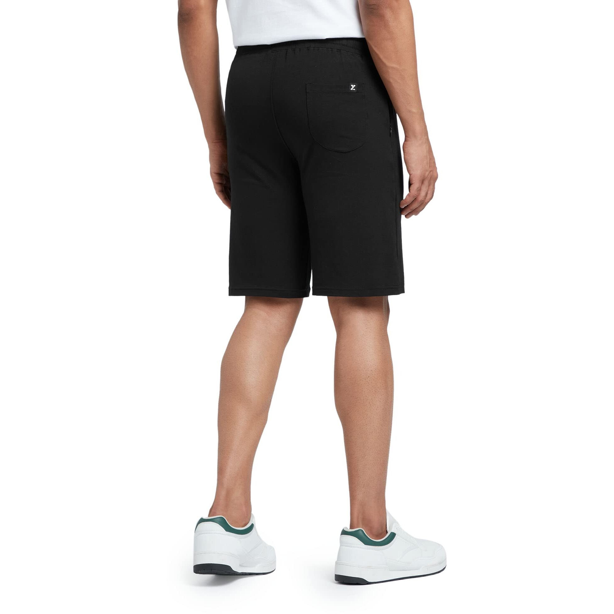 XYXX Men Cotton Rich Shorts, Regular Fit, Solid, Pack of 1, XYSHT01L, Pitch Black, L