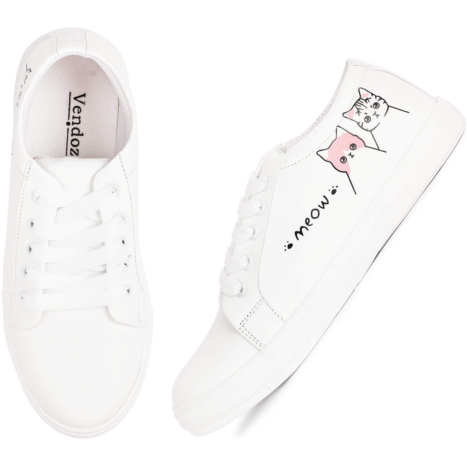 Vendoz Women and Girls Latest Collection Stylish White Casual Shoes Sneakers - 7UK (40 EU)