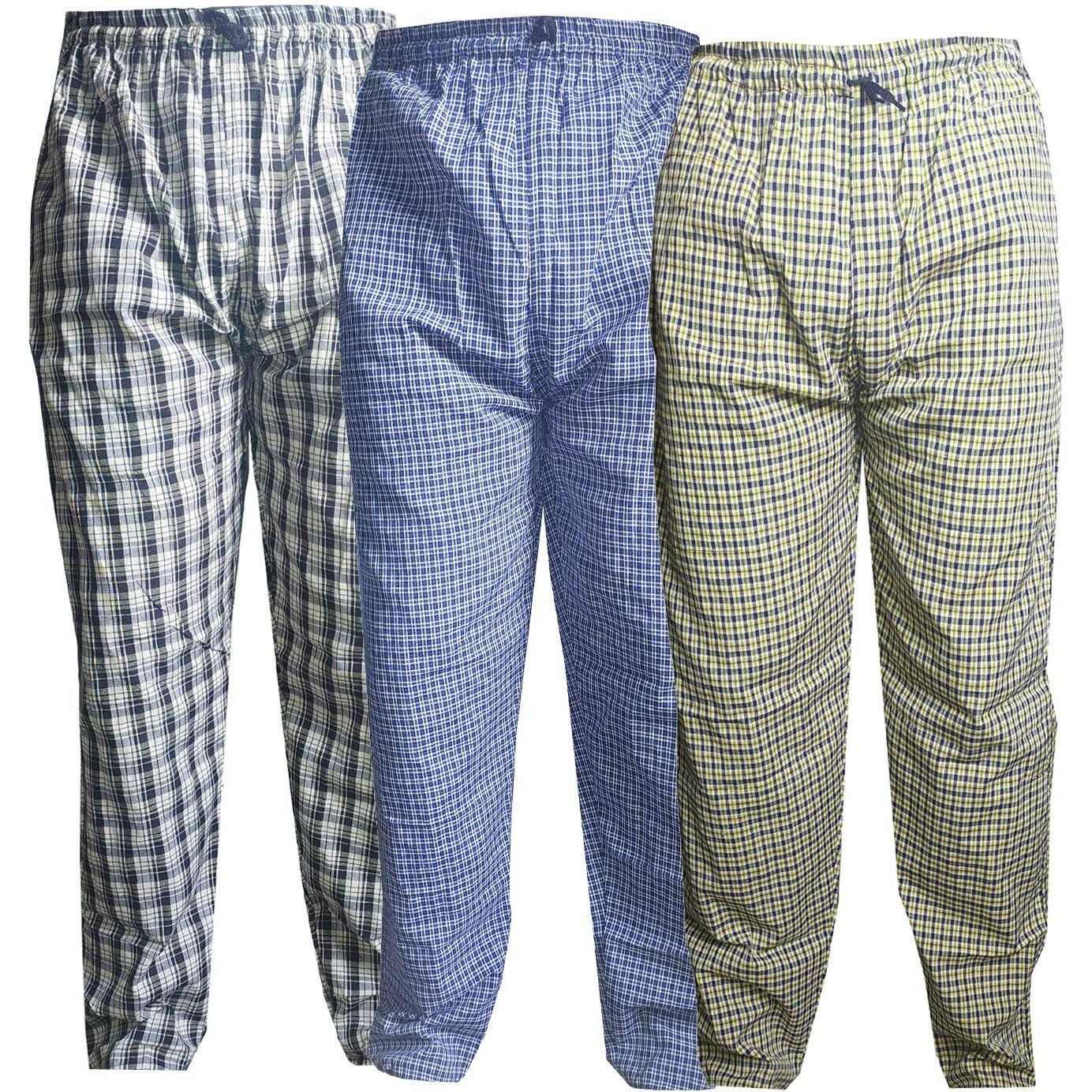 Digital SHOPEE Men's Regular Fit Cotton Checkered Casual Pyjama Lower Pant (Color-Multicolor) Pack of 3 Size-X-Large