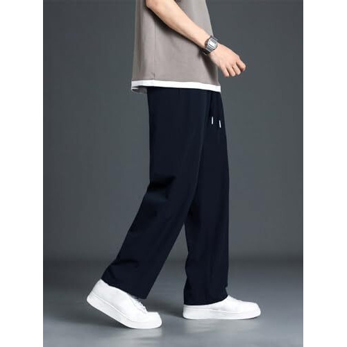 GRECIILOOKS Men Poly Lycra Baggy Regular Fit Trouser Pant. (GL-TP-1040-L-BLUE)