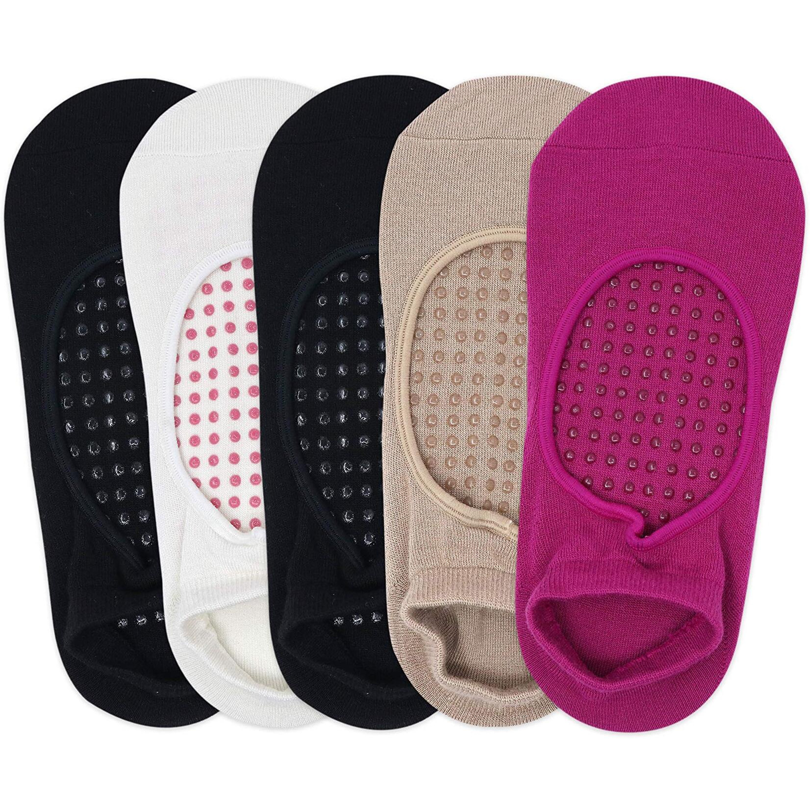 BALENZIA Women's Anti Bacterial Anti-Skid Yoga/Pilates/Dance/Ballet socks| Yoga socks Made with Bamboo - 5 Pair Pack, Multicolor (Free Size)