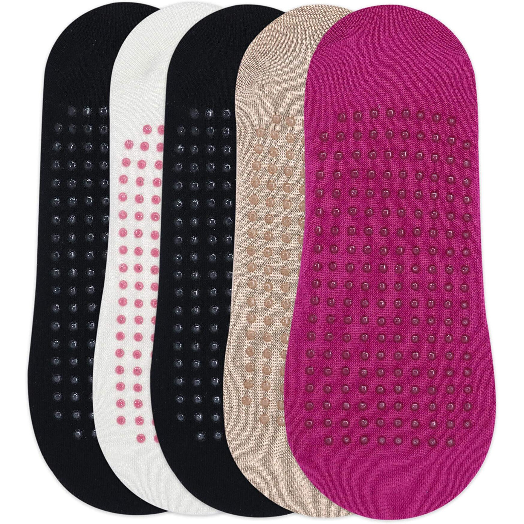 BALENZIA Women's Anti Bacterial Anti-Skid Yoga/Pilates/Dance/Ballet socks| Yoga socks Made with Bamboo - 5 Pair Pack, Multicolor (Free Size)