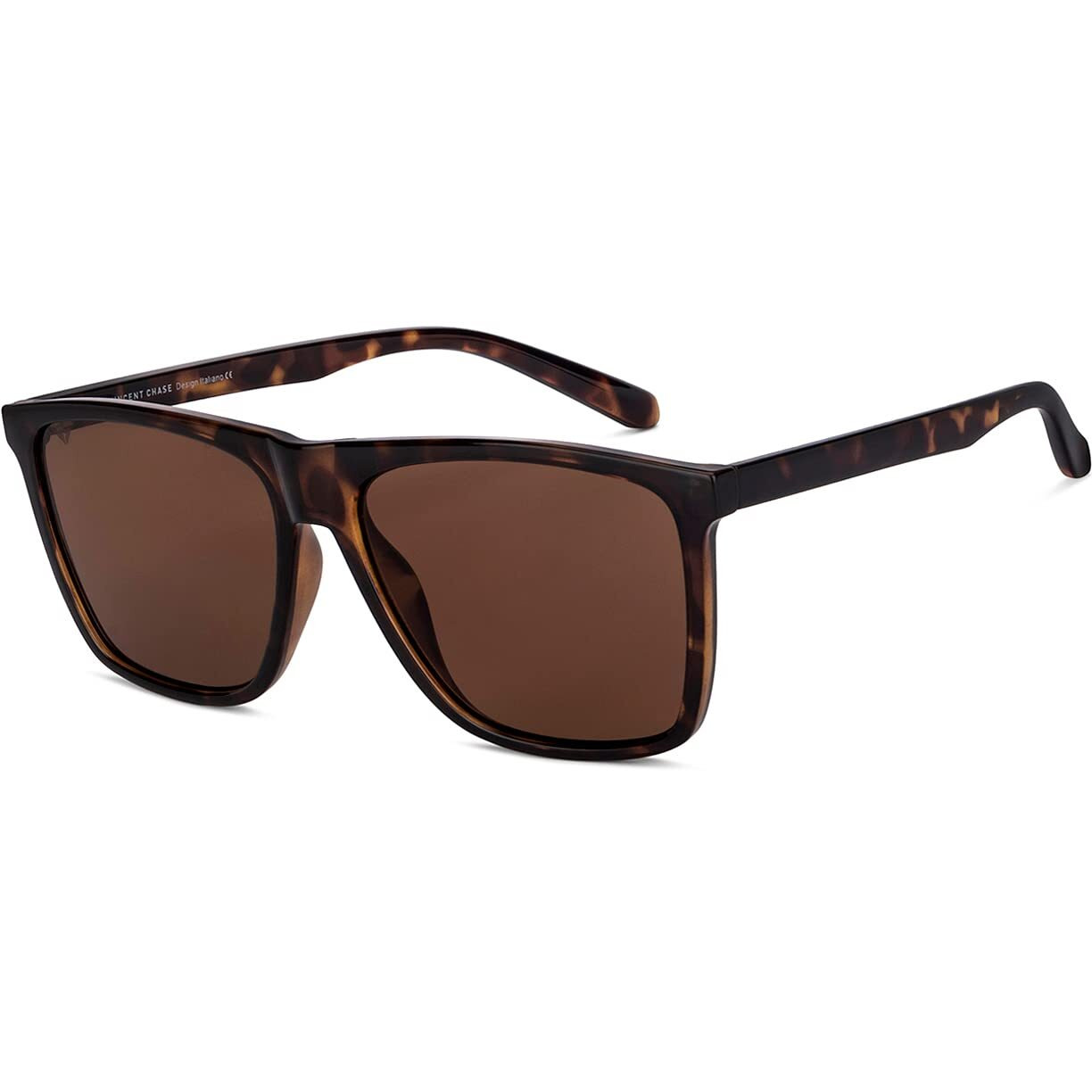 VINCENT CHASE EYEWEAR Unisex Square Polarization Sunglasses (Brown_L)