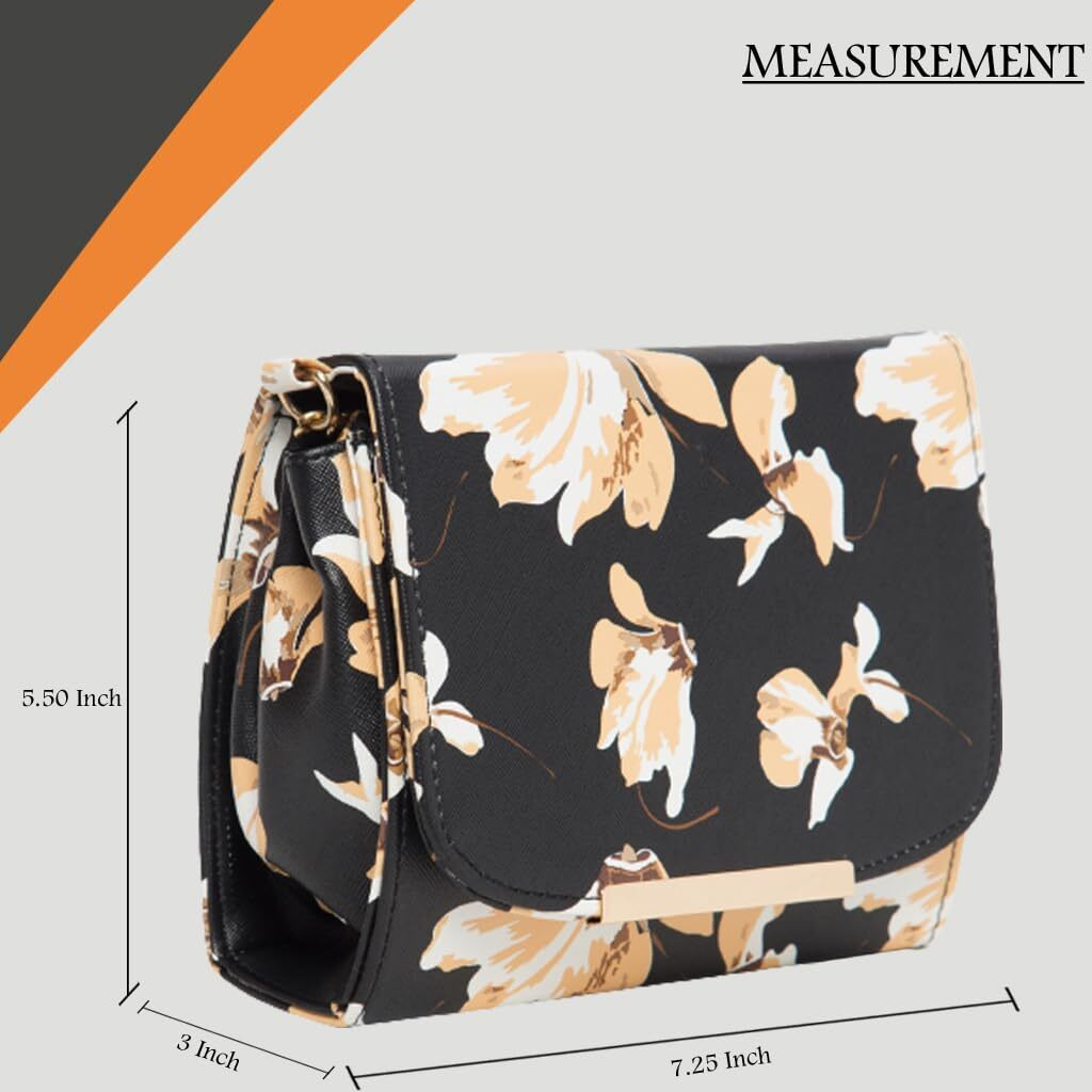ADISA Women Girls Floral Print Sling Bag (SL5072-YEL_Yellow)