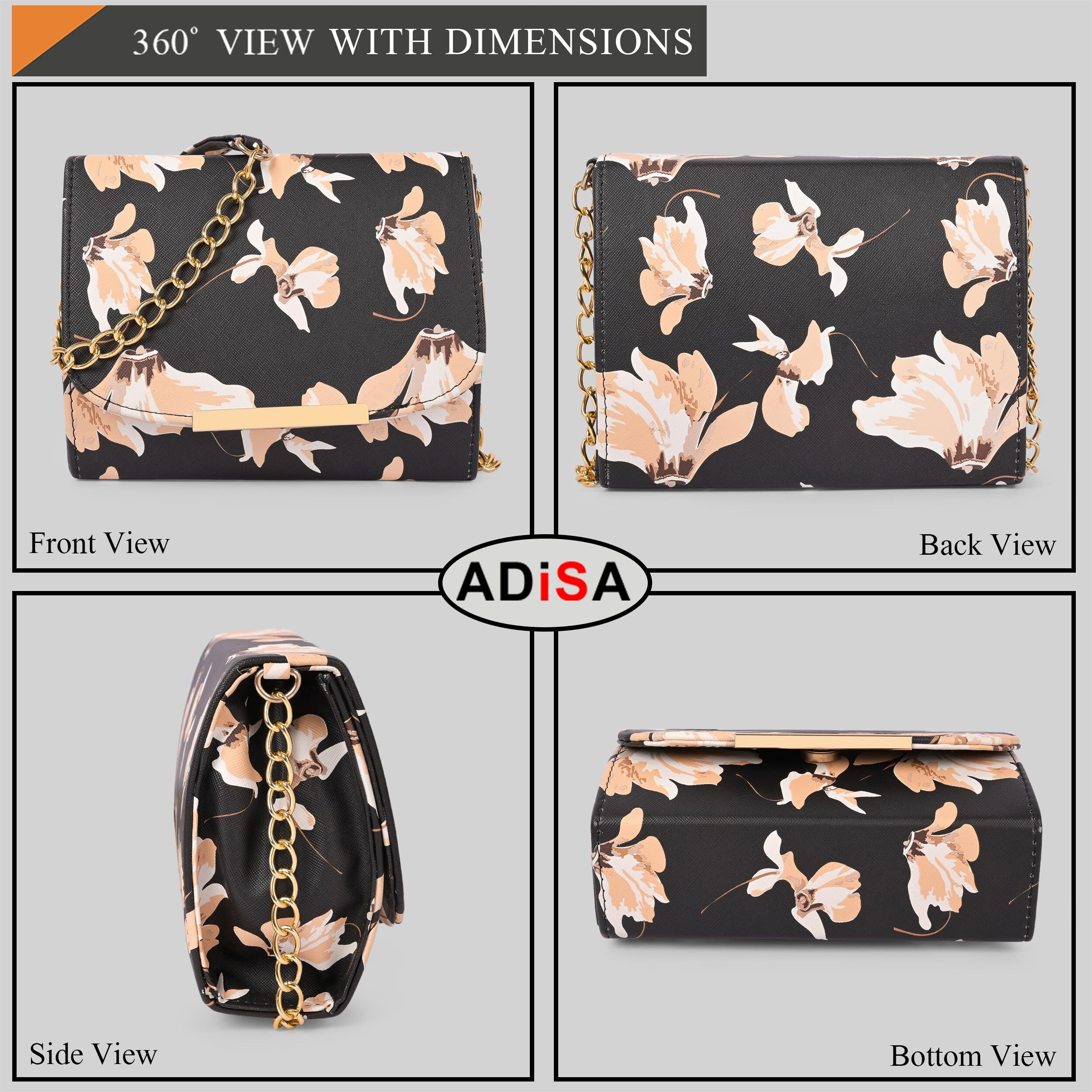 ADISA Women Girls Floral Print Sling Bag (SL5072-YEL_Yellow)