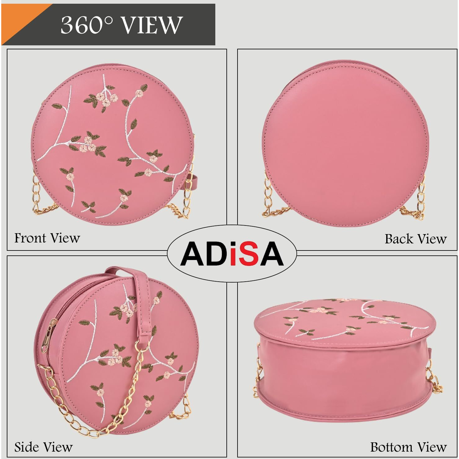 ADISA women girls embroided sling bag (D. Pink)