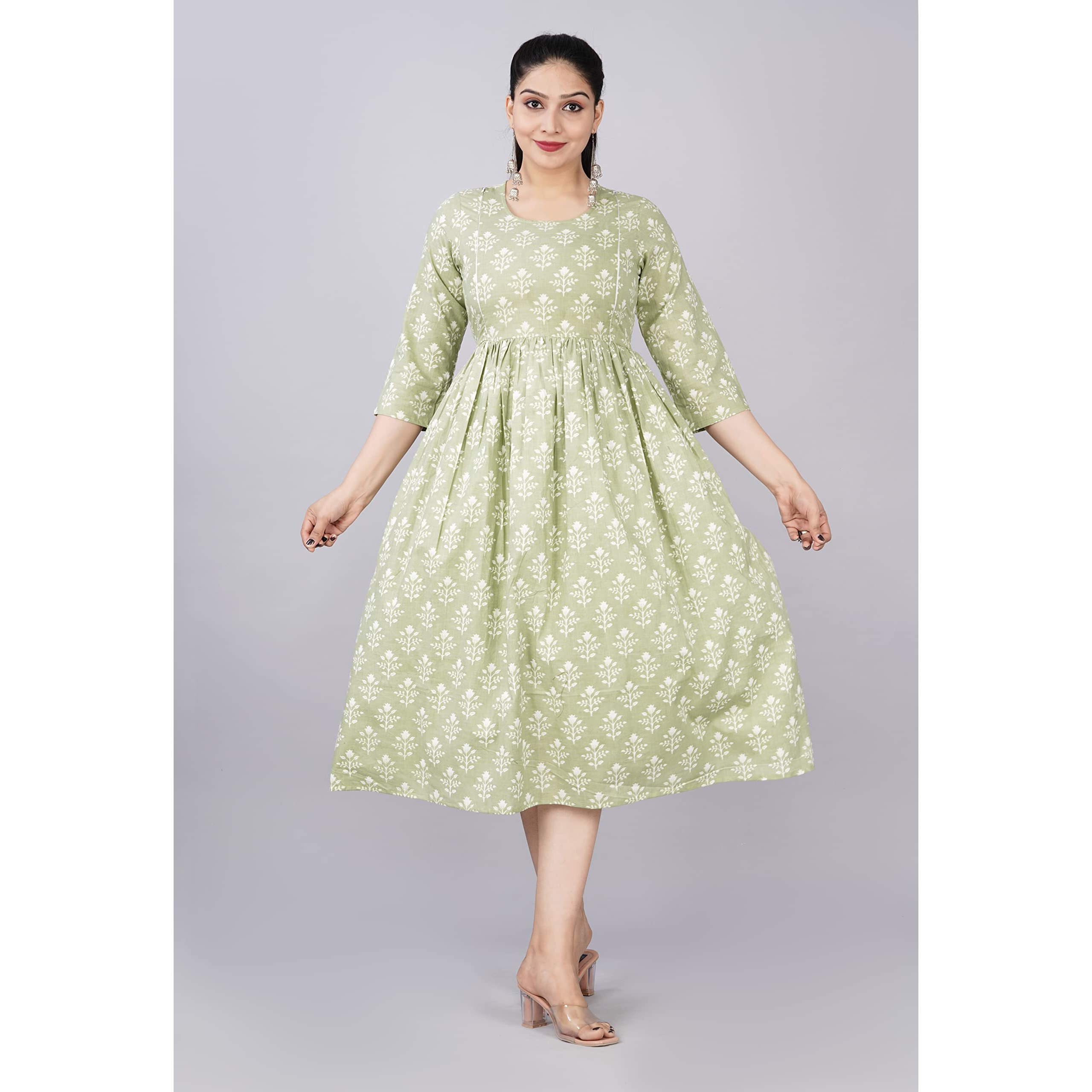 Jikonet Women's Maternity Kurti for Feeding Zippers (244) (Large, Green)