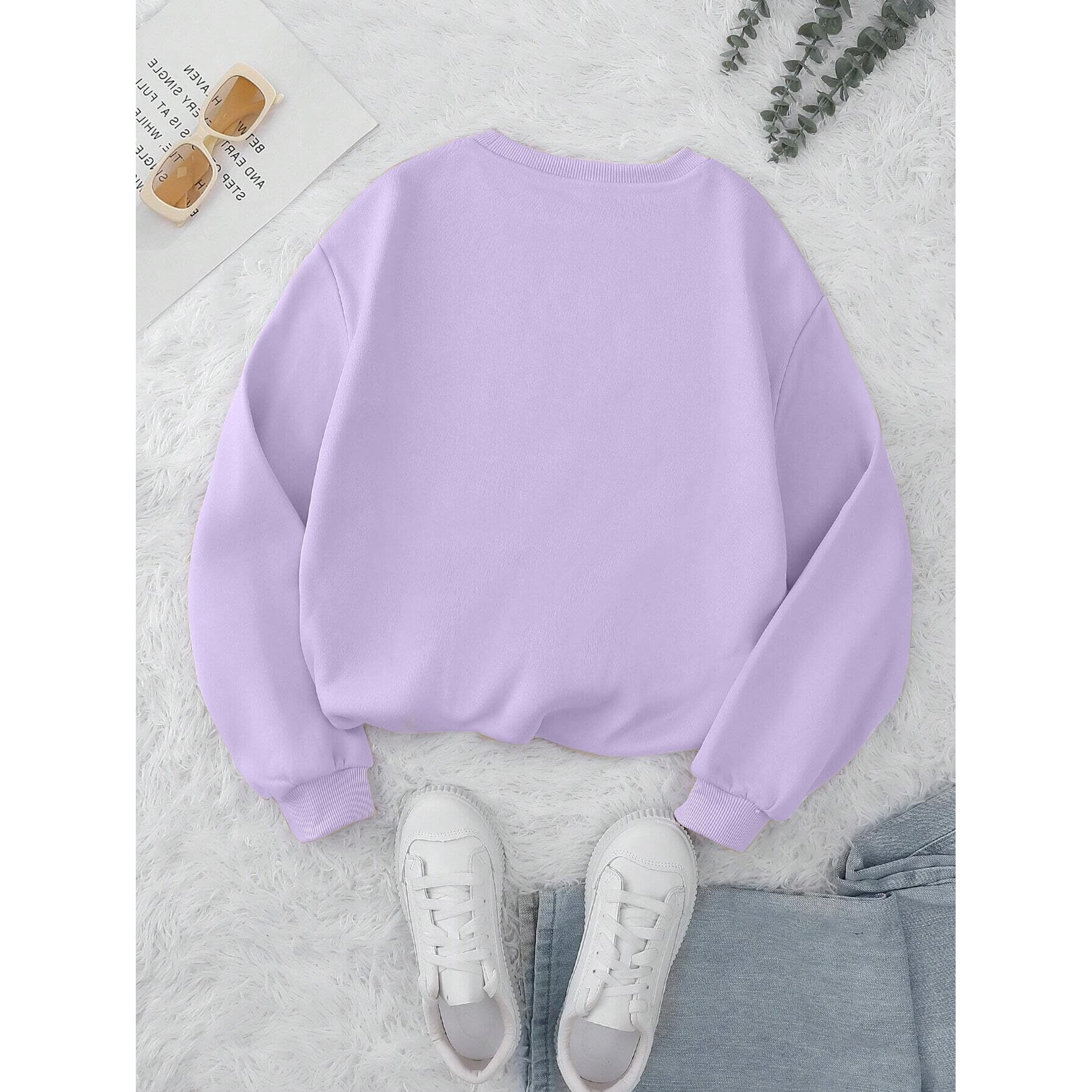 TAGAS Women's Fleece Round Neck Sweatshirt (WSS-12-SWAN-LAVENDER-L_Lavender_L)