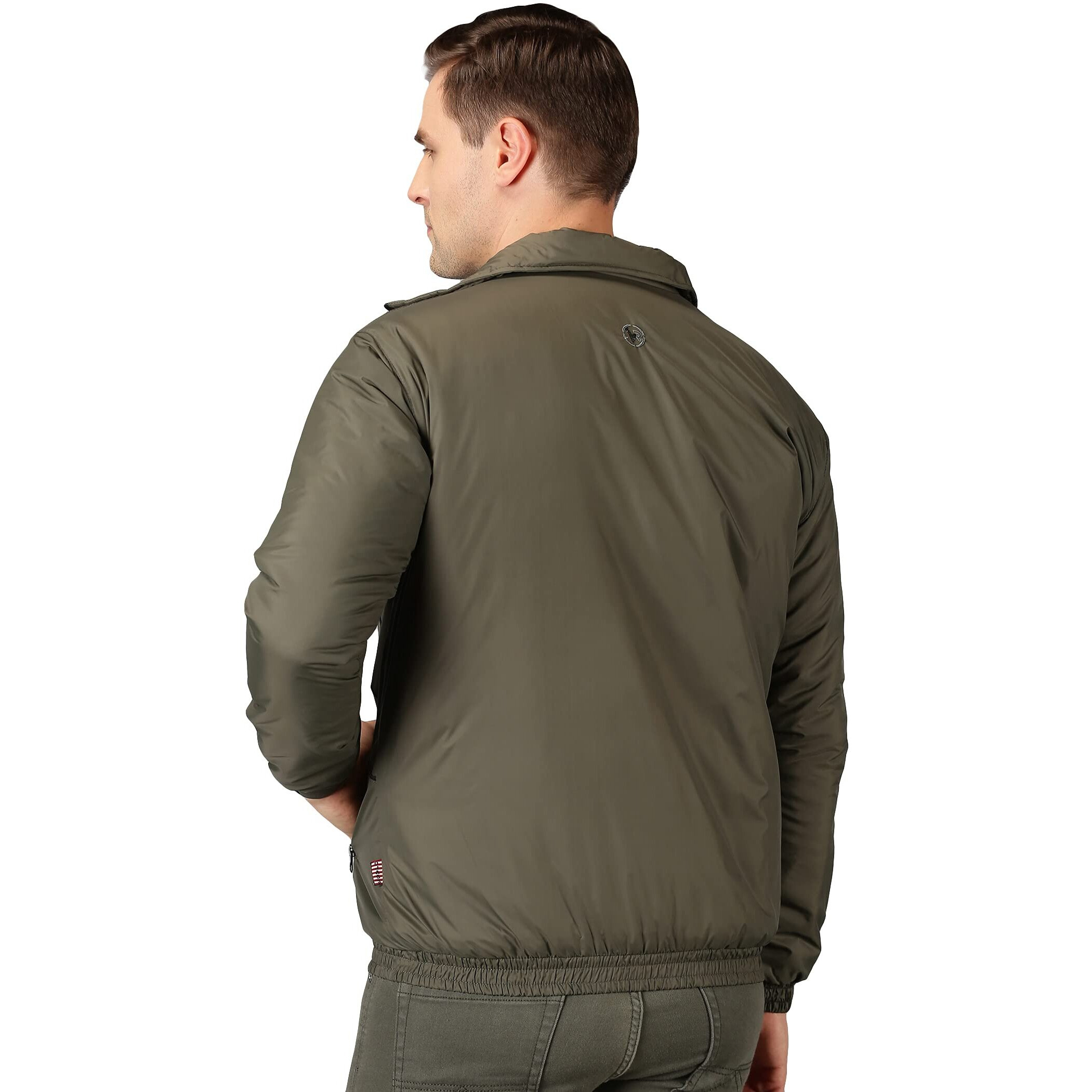 VROJASS Full Sleeve Solid Men Panel Bomper Jacket (XL, Olive Green)(VROBJF-OL_LB-XL)