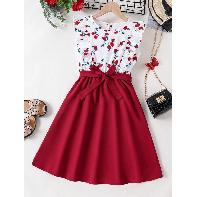 Niren Enterprise Hulk Frock with Beautiful Floral Print Baby Girl Dress (RED Hulk Frock, 4-5 Years)