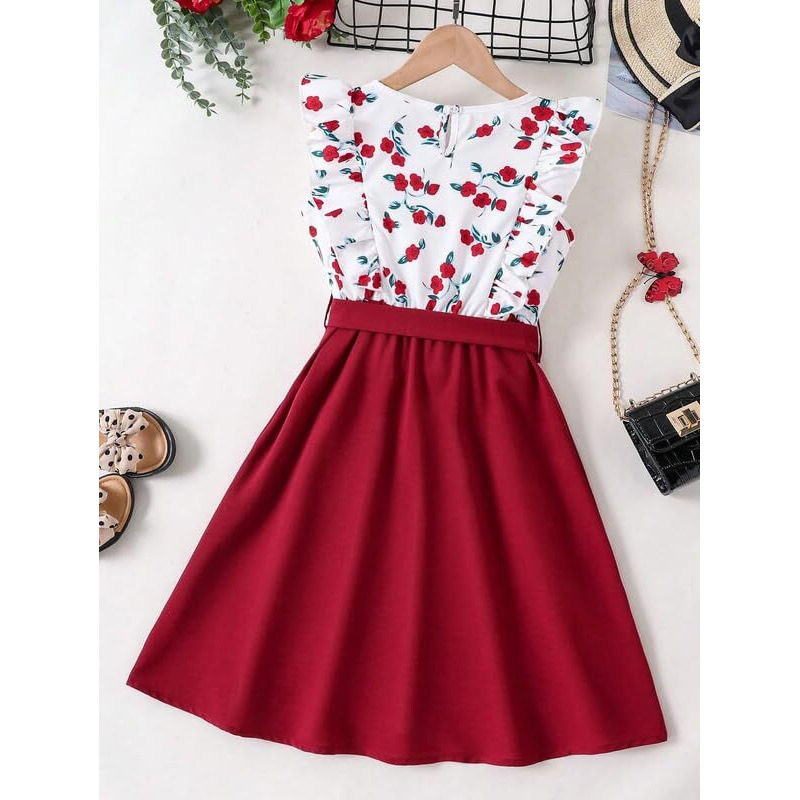Niren Enterprise Hulk Frock with Beautiful Floral Print Baby Girl Dress (RED Hulk Frock, 4-5 Years)