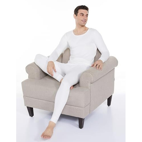 Amazon Brand - Symbol Men's Thermal Pant | Winter Wear | Body Warmer Bottoms (SYM-M-A24-THP-2001_White_L)