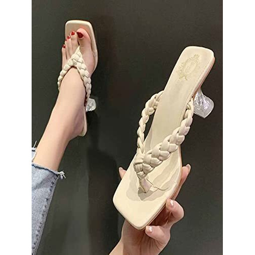 Shoetopia womens Cream Heeled Sandal - EU39 /UK6