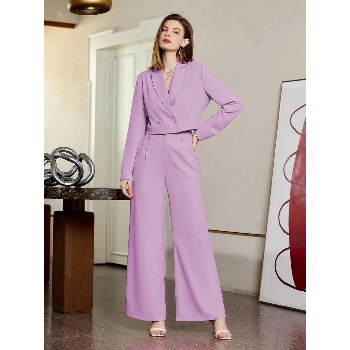 KOTTY Women's Co-ords Solid Dress Set Light Purple