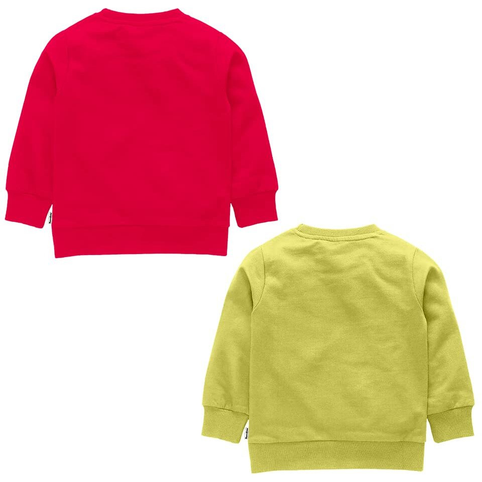 NammaBaby Cotton Girls Regular Fit Round Neck T-Shirt Chest Printed Full Sleeves Sweatshirt for Light Winters Pack of 2 (4-5 Years, Red-Yellow)