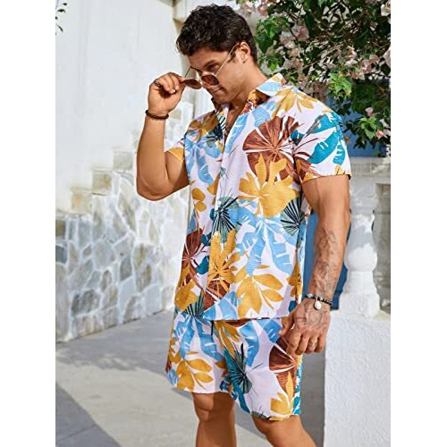 GRECIILOOKS Mens Casual Rayon Regular Fit Co-Ord Set (Multicolor, Large)