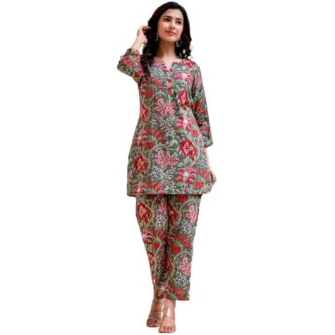 Leriya Fashion Ethnic Kurta Co Ord Set For Women(3XL, Green)