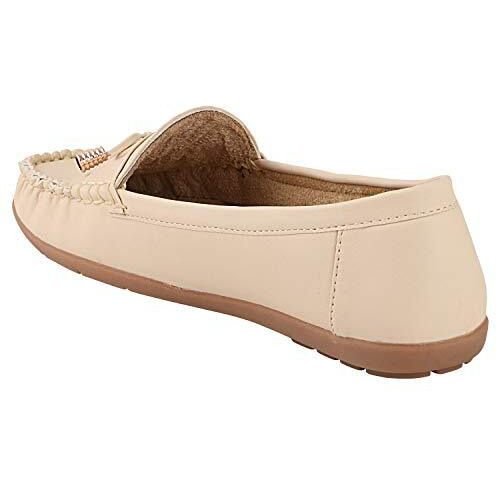 Shoetopia Women's Block Heel Loafers Cream