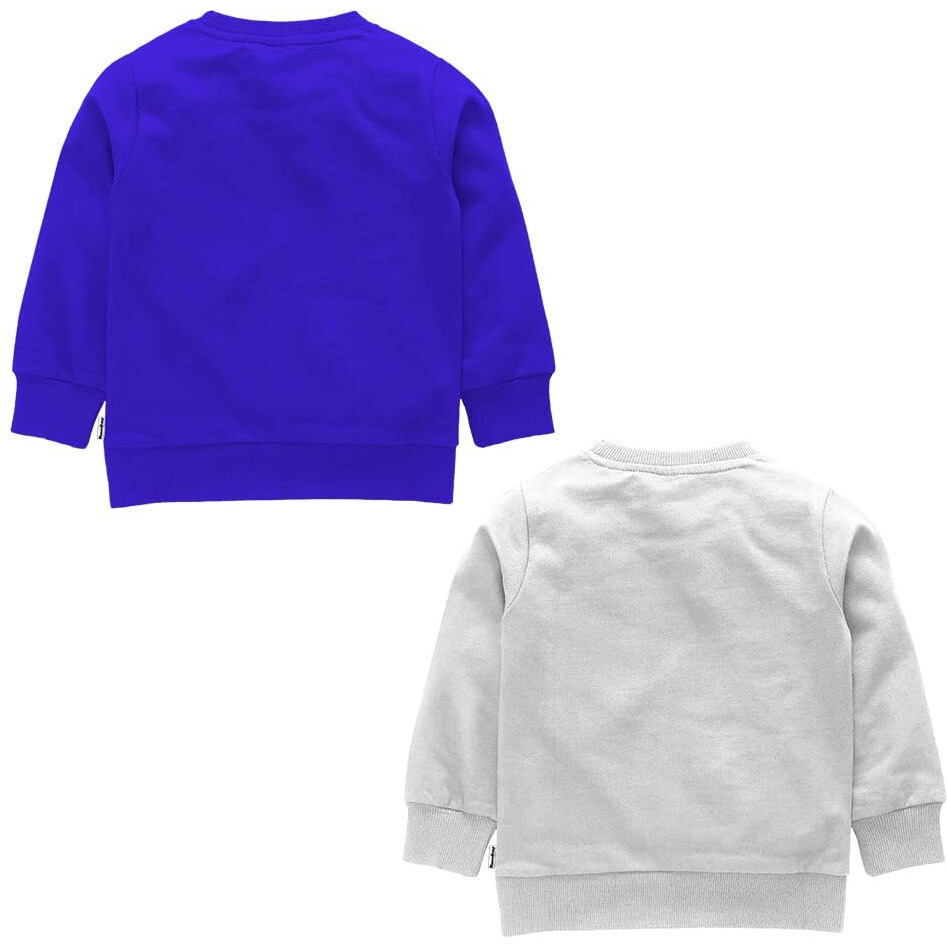 NammaBaby Boys' T-Shirt Chest Printed Full Sleeves Sweatshirt for Light Winters Pack of 2 Navy-Grey